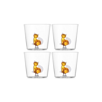 Tabby Cat - Tumbler Amber Cat With White Tail 11.8 Oz
