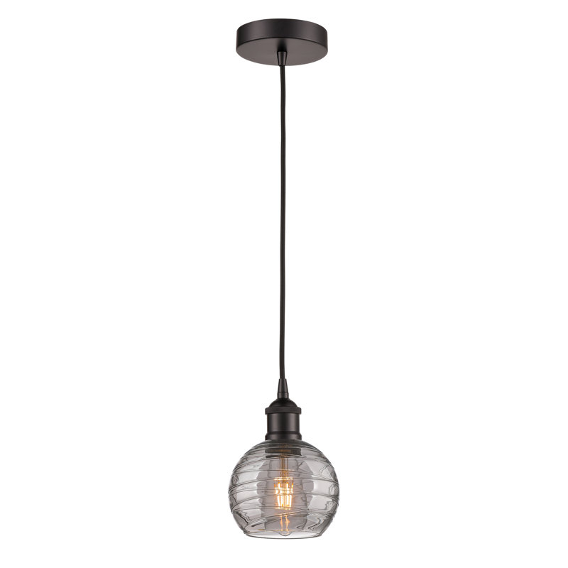 1 - Light Single Globle Pendant, Oil Rubbed Bronze, 13.38" H x 12" W x 12" D, Light Smoke