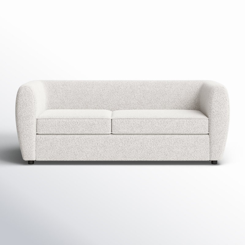 Canapé à accoudoirs arrondis 86,5 po Celal, 100 % polyester blanc cassé