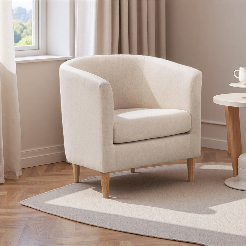Chaises de baril avec pieds en bois Meleri, Beige