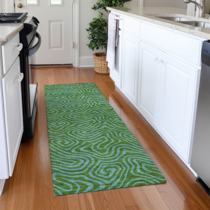Premium Machine Washable Birchview AMF1031 Swirls Rug, Runner 2'3" x 7'6"