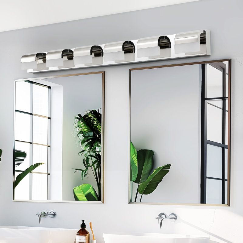 Éclairage pour meuble-lavabo moderne à 6 lumières DEL pour salle de bain Modern, Chrome chrome
