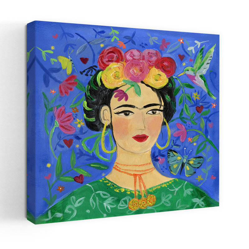 Art contemporain bleu avec des animaux Frida, H 36 po x l 36 po