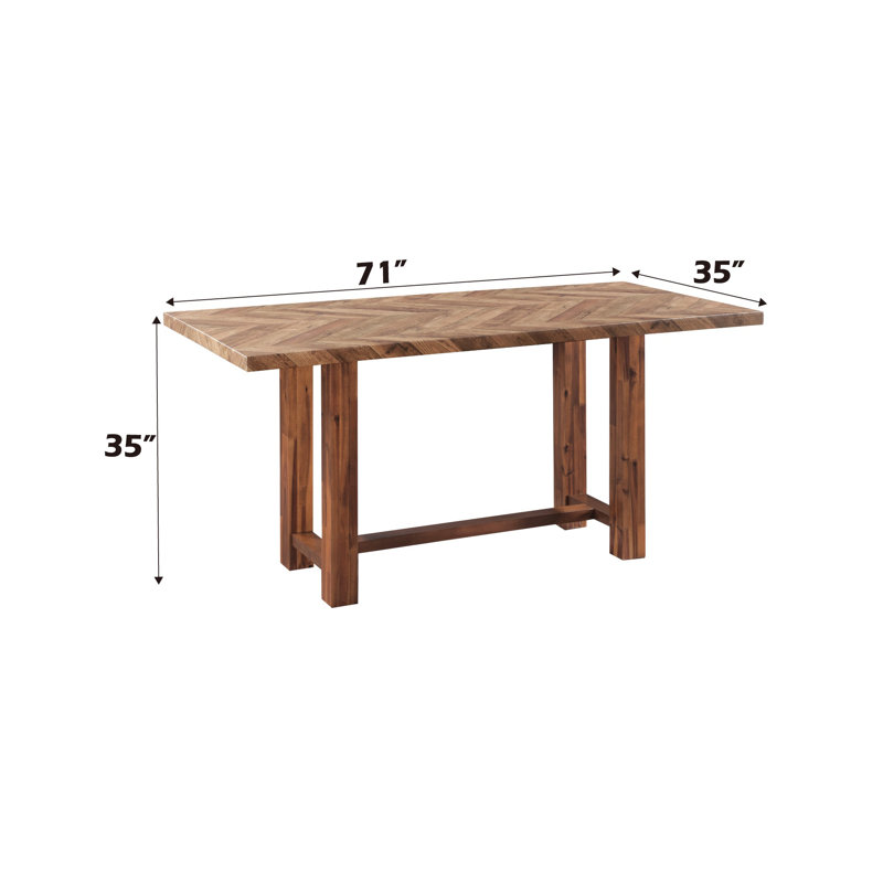 Rustic Chevron Rectangular Dining Table in Warm Wood Finish – Sturdy Composite Wood Farmhouse Kitchen & Dining Room Table