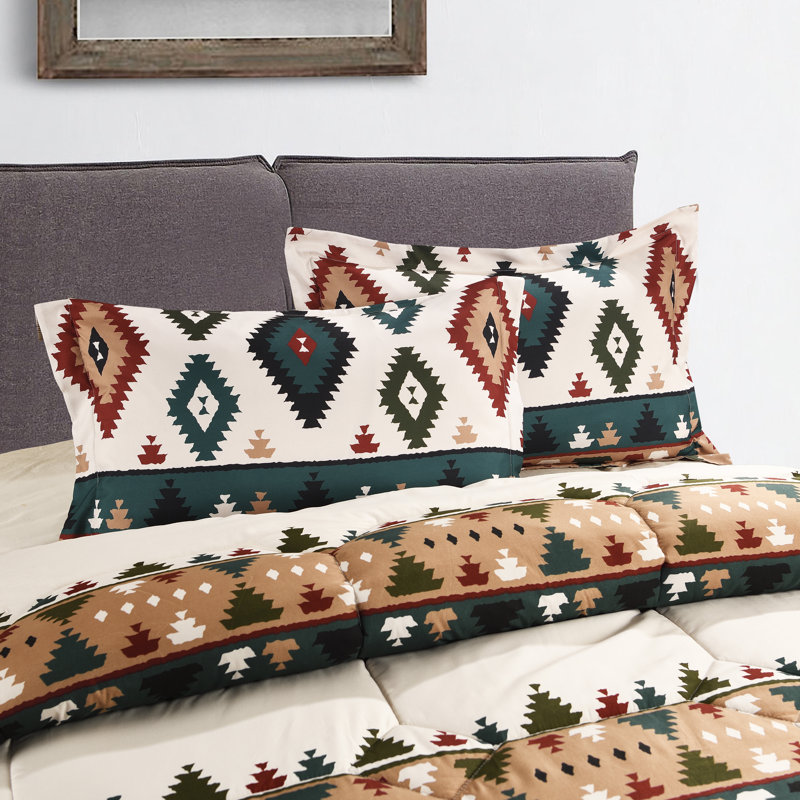 Printed Bedspreads 3 Piece Trendy Multi Comforter Bed Throw with Matching Pillow Shams, Double Bedspread + 2 Standard Shams