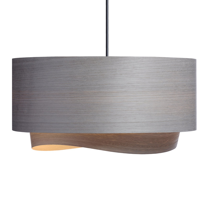 Lustre Mid-Century moderne Mid-Bowen, Gris gris, H 13 po x l 17,5 po x P 17,5 po