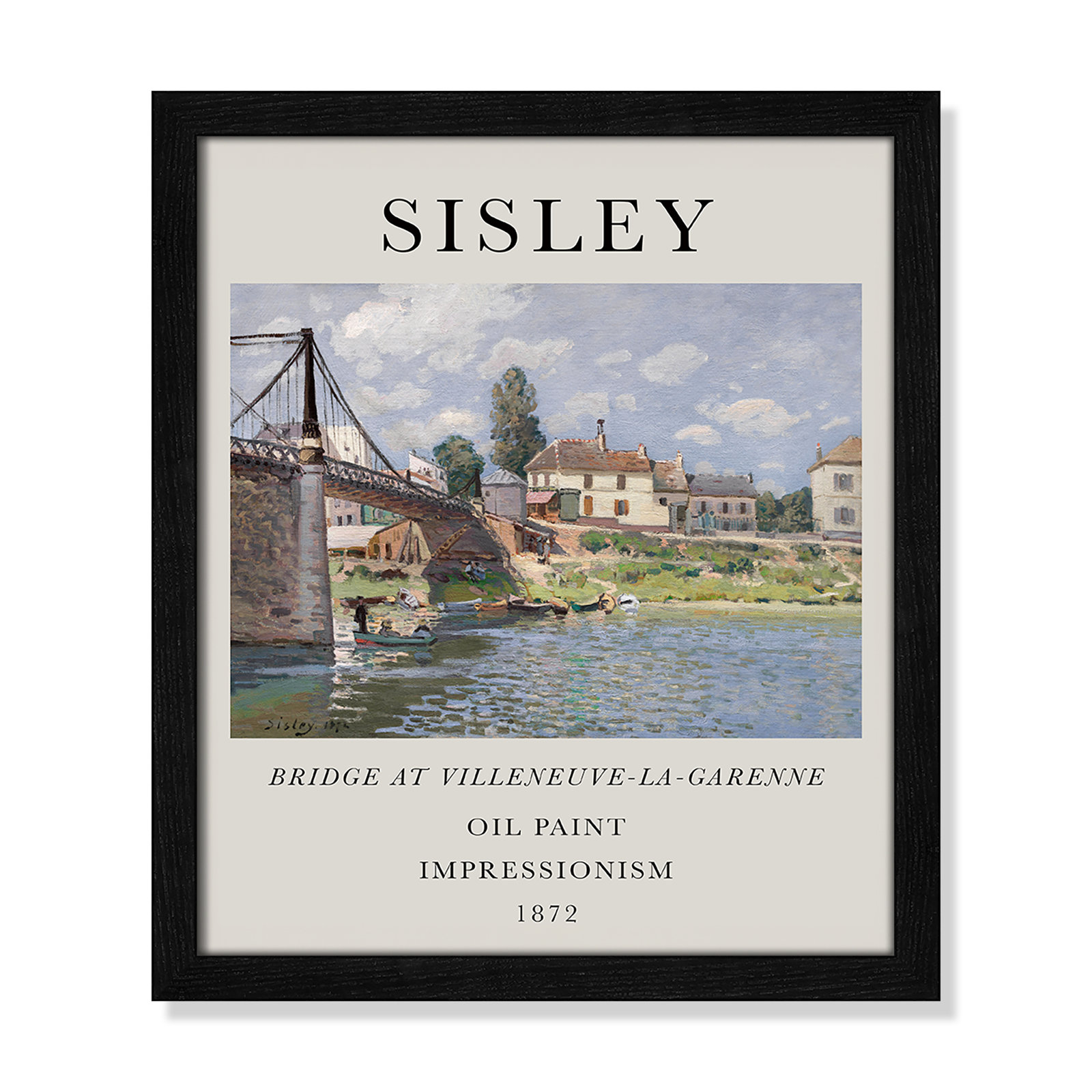 Old Masters Collection "The Bridge at Villeneuve" Print, No, Black Single Picture Frame, 15" H x 13" W x 0.75" D