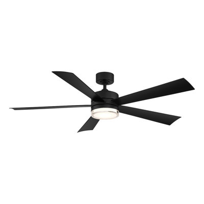Ventilateur de plafond intelligent à cinq pales d'extérieur et d'intérieur Wynd avec télécommande et ensemble d'éclairage DEL inclus fonctionnant avec les applis Alexa, iOS ou Android