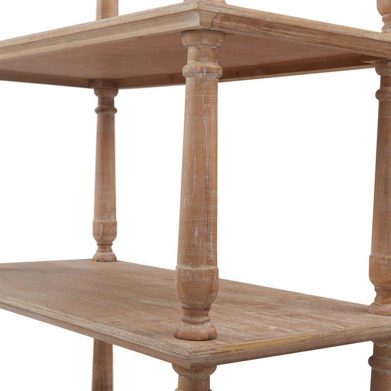 Maxwell Natural Wood 60" 4-Tier Bookshelf with Distressed Finish