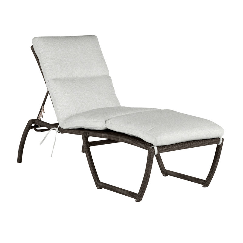 Skye N-Dura Resin Wicker Outdoor Chaise Lounge, No Welt, Bali Pearl, Black Walnut