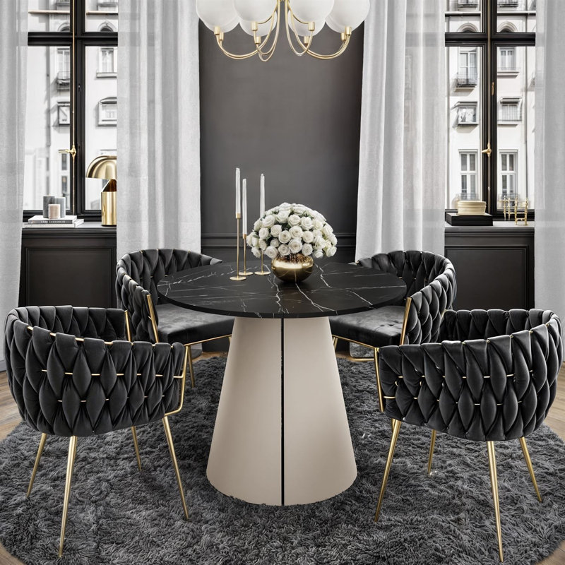 Extendable Dining Table, Cashmere / Black Pietra Grigia, 76cm H x 176cm W x 100cm D