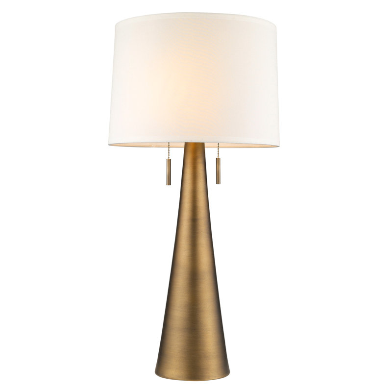 Dover Gilded Metal Outdoor Table Lamp with Linen Shade