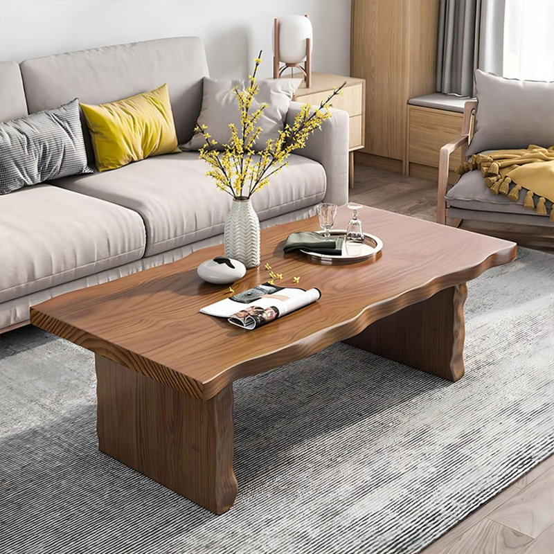 Table basse brune en bois massif, H 19,69 po x L 47,24 po x l 23,62 po