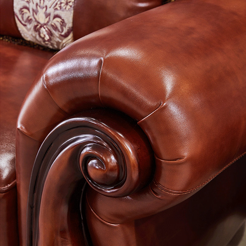 Fauteuil en cuir véritable touffeté de 49,2 po de largeur European