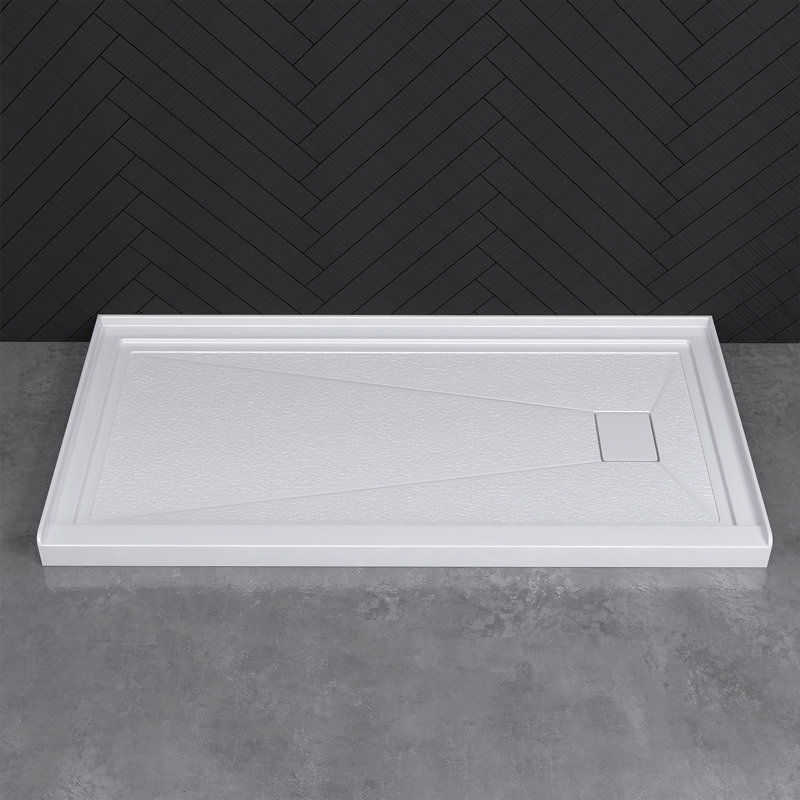 Shower Bases & Pans 72" W x 36" D Single Threshold Shower Pan Base in White with Drain Assembly & Drain Cover Included, Non-Slip