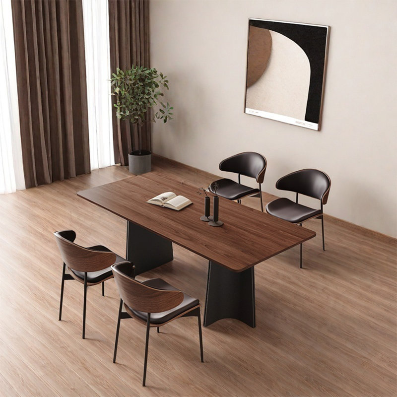 Retro rectangular family dining table sets, 29.52"H x 62.99"L x 31.49"W