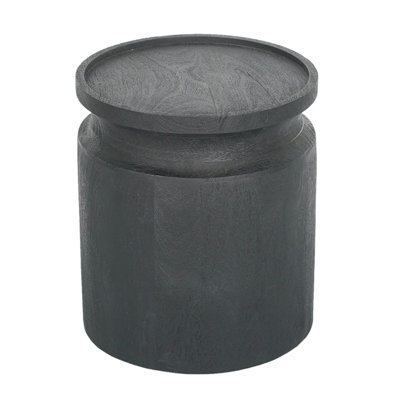 Table d'appoint cylindrique en bois noir