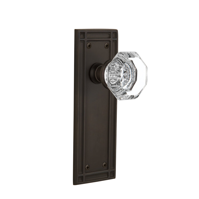 Plaque de mission avec bouton de porte Waldorf, Bronze frotté à l'huile, 2 3/4 po