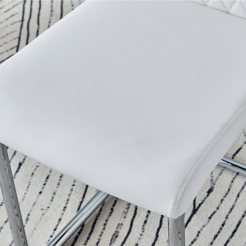 Ensemble de table et chaises, table de salle à manger circulaire, plateau de table en verre, Blanc, Argent argent