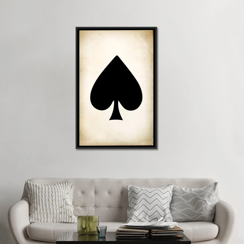 « card ii pique », impression sur toile, H 26 po x l 18 po x P 1,5 po, Toile avec cadre noir, Pas de tapis