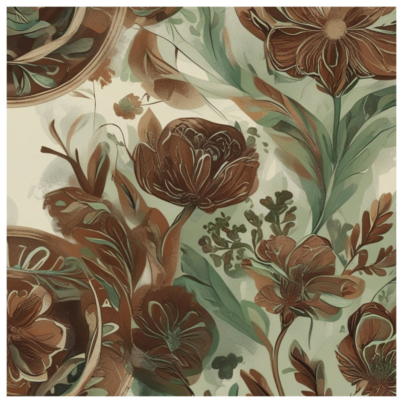 Couvertures brunes à motif floral, 60in W x 80in H