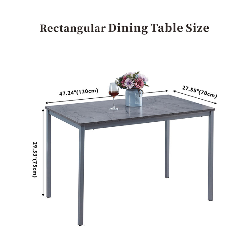 Pavleen 70 cm Rectangular Dining Table with Iron Base, Grey