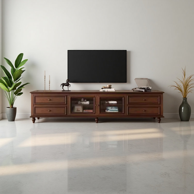 Meuble télé haut de gamme de couleur noyer rétro, H 21,65 po x L 62,99 po x l 19,68 po