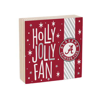 University of Alabama 6" Holiday Wood Plock Wall Sign