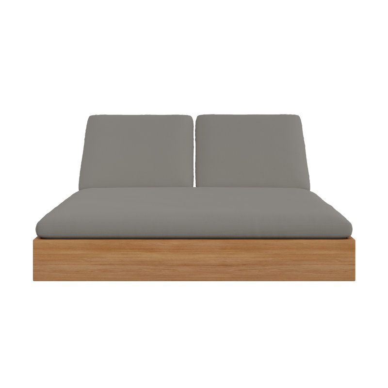 Beja Outdoor Teak Chaise Lounge, Canvas Charcoal