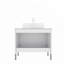 Meuble-lavabo autoportant de 30 pouces avec lavabo en céramique blanc, comptoir en carrare et portes à fermeture douce pour un rangement élégant-116452144