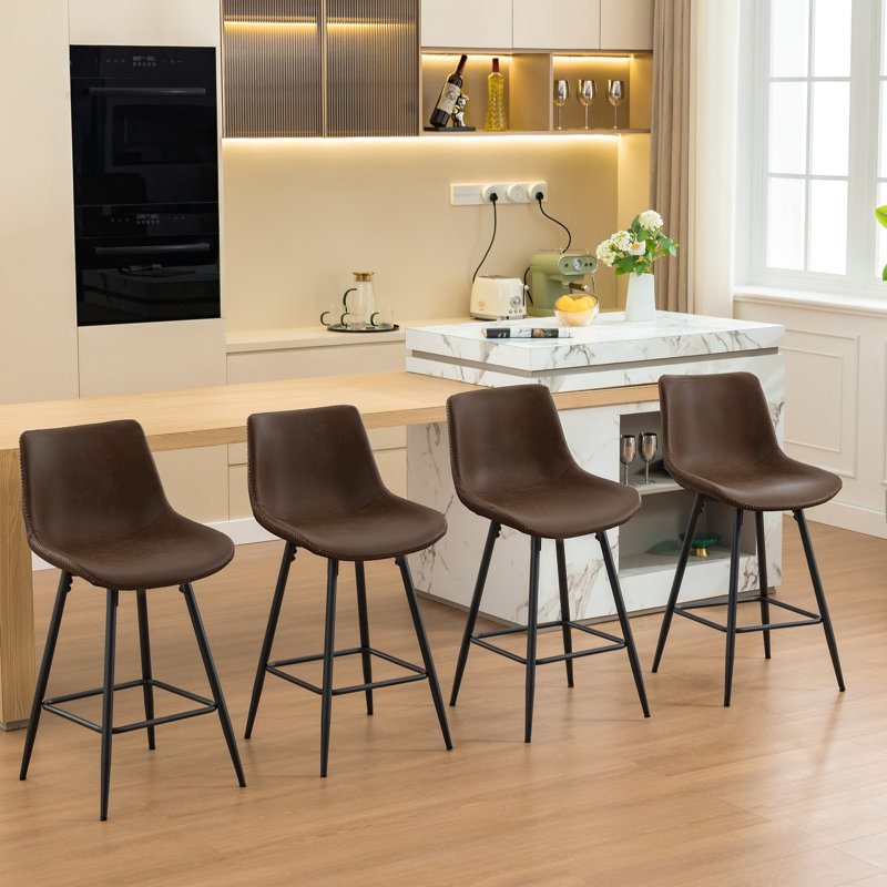 Tabouret de comptoir moderne en similicuir, Tabouret de comptoir (siège d'une hauteur de 24 p, 4, Tanné