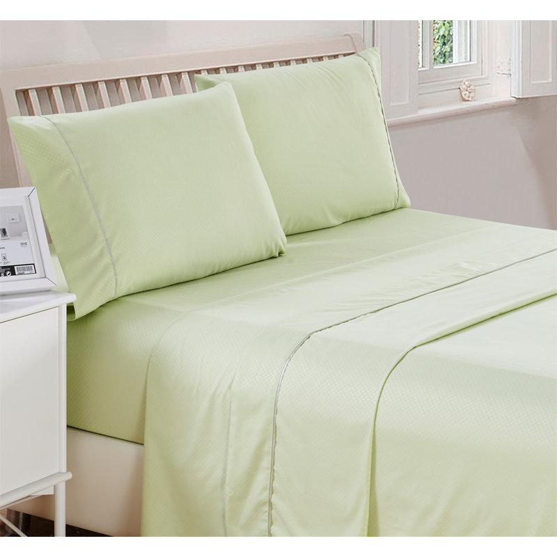 Ensemble de literie en microfibre , Ensemble de drap pour lit très grand avec drap-ho, Sauge