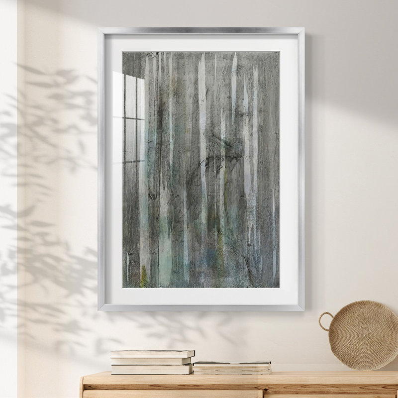 Birch Forest Abstracts I - Impression encadrée, H 28,5 po x l 20,5 po, Argent argent