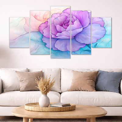 Mauve Harmony of Carnation Flower I - œillets, impression sur toile, 5 panneaux