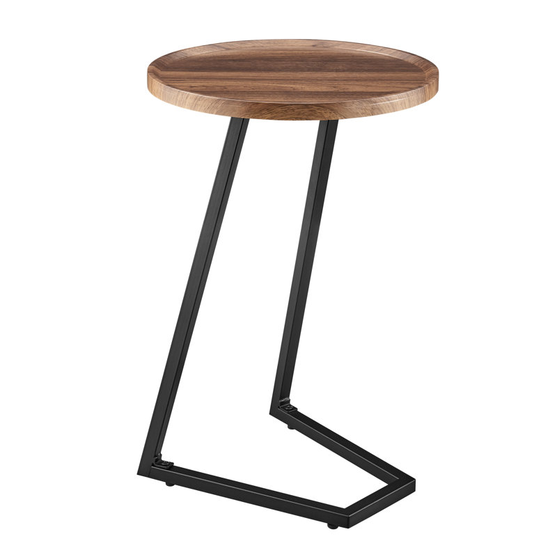 Yerly Round C-Table or Accent Side Table, Brown Wood