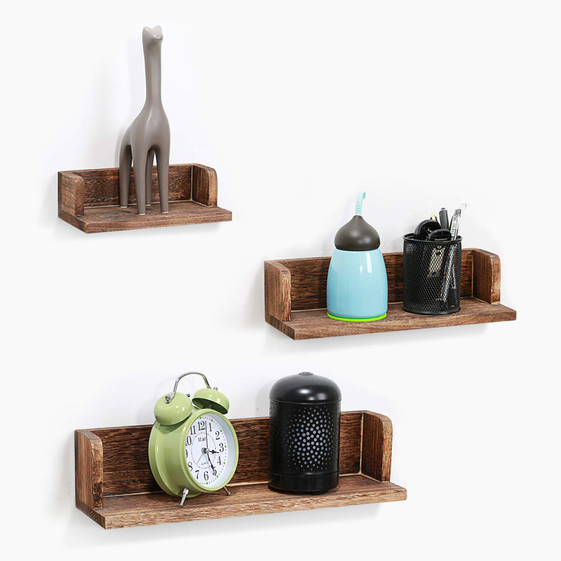Ensemble de 3 tablettes flottantes Acadia, Noyer