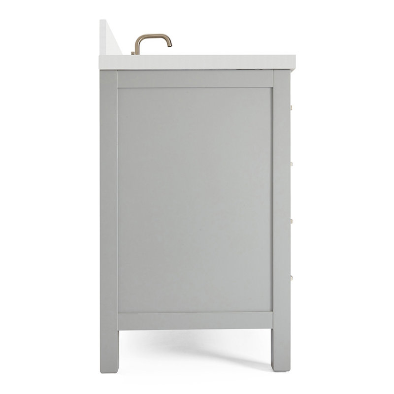 Cambridge 37'' W Single Vanity, Gray, Brushed Nickel, Pure White Quartz