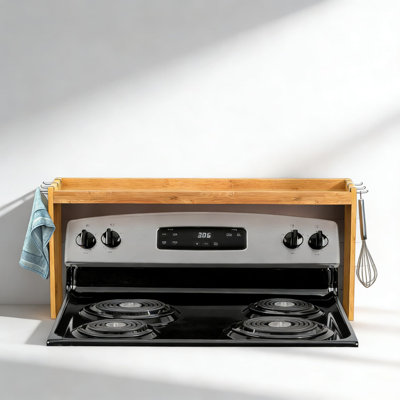 Étagère à épices en bambou avec tablettes en acier inoxydable et 6 crochets, espace de rangement de comptoir de cuisine supplémentaire, facile à assembler