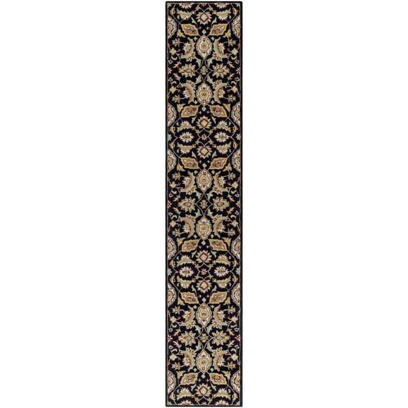 Oriental Handmade Tufted Wool Black/Camel/Beige/Brown Area Rug, Runner 2'3" x 12'