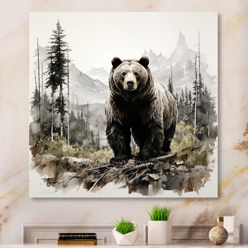 «Bear Wild Majesty II», reproduction d'art sur toile, H 24 po x l 24 po, Noir, Picture Framed