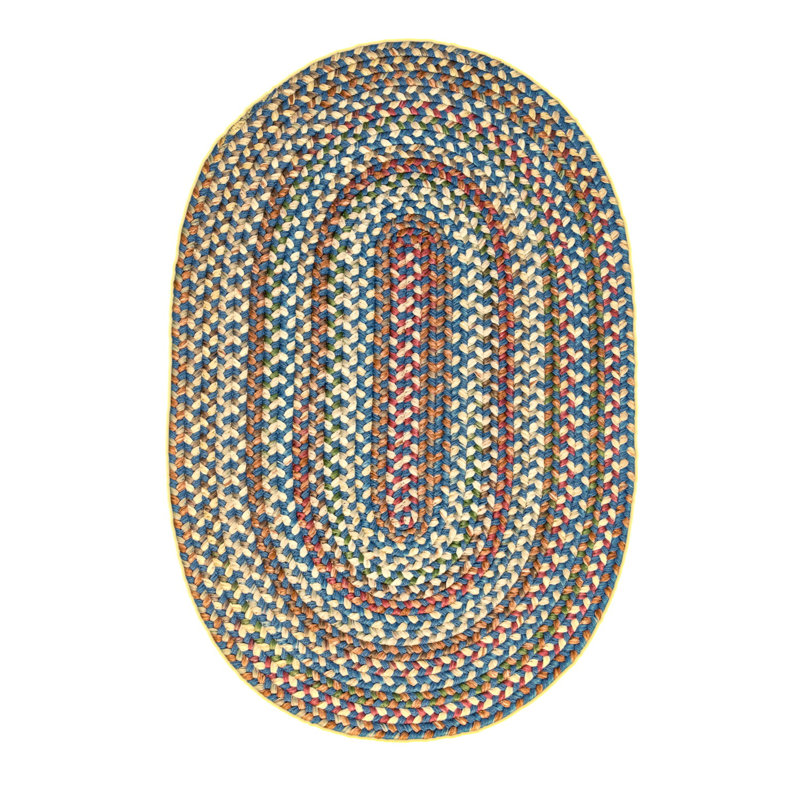 Tapis tressé bleu/naturel Livie, Ovale 5 pi x 8 pi