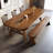 Nut-brown Rectangular Solid Wood Dining Table-113760103