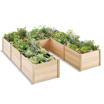 Wooden Raised Garden Bed for Outdoor, Deep Large Planter Box for Gardening, Vegetables, Flowers, Herbs