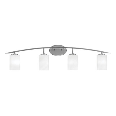 Kurve 4 Light Bath Bar With 4" White Marble Glass