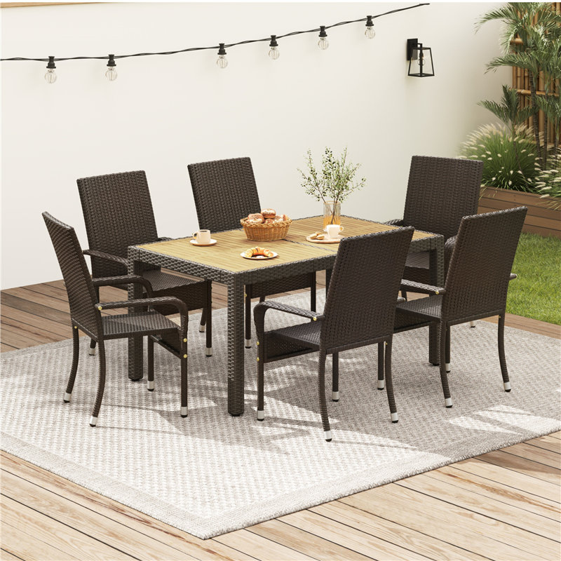 Stackable Outdoor Patio Dining Armchair, Brown