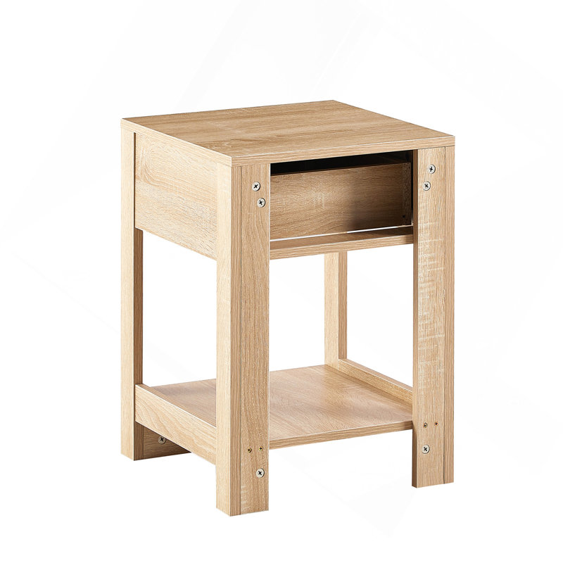 Table de bout en rotin de 15,75 po avec tiroir, table de chevet moderne, table d'appoint pour salon, chambre à coucher, naturel
