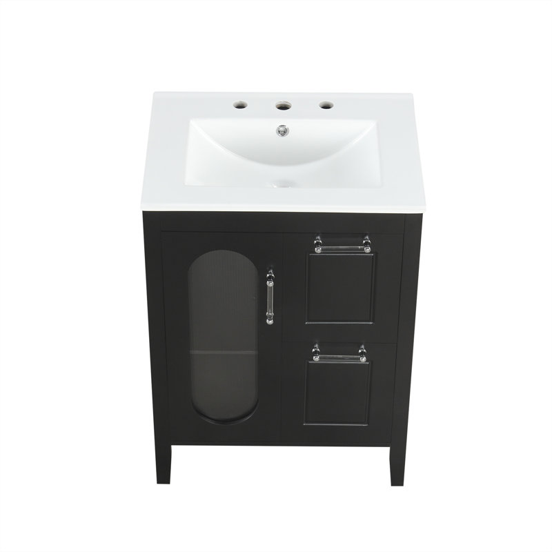 Meuble-lavabo 24 po avec lavabo, Noir