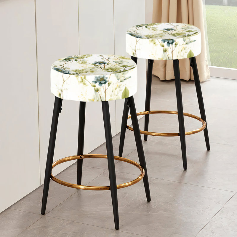 Green Botanical Dreams - Ensemble de 2 tabourets de bar en patchwork