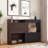 Black & Walnut  Extendable & Rotating Shoe Cabinet With 1 Drawer, 90-Degree Corner Cabinet, Multifuctional Storage Combination Cabinet For Living Room, Hallway, Entryway
