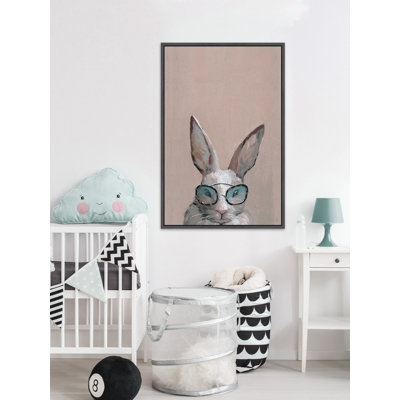 'Serious Hare' Floater Framed Print On Canvas